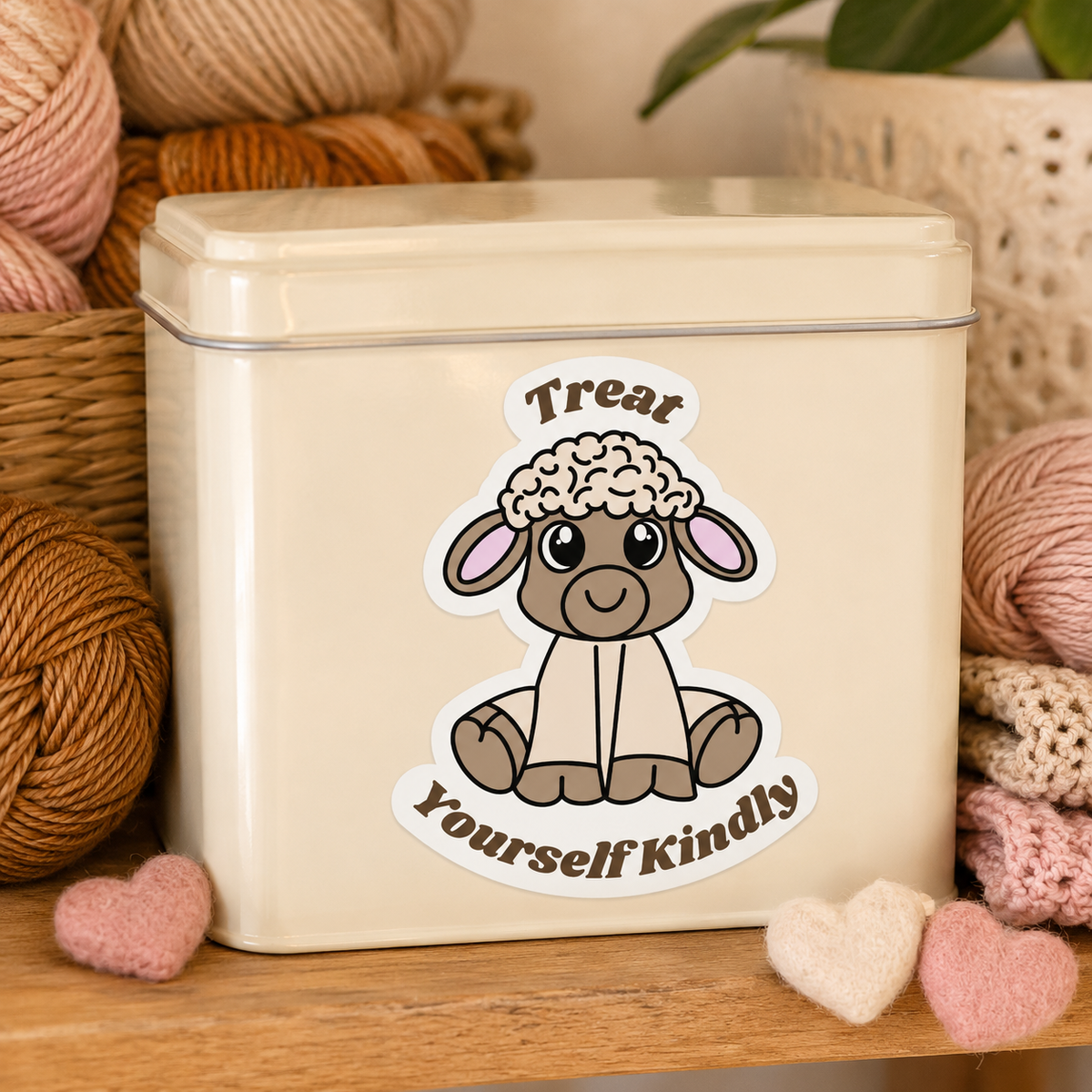 Lyla the Lamb — “Treat Yourself Kindly” Sticker