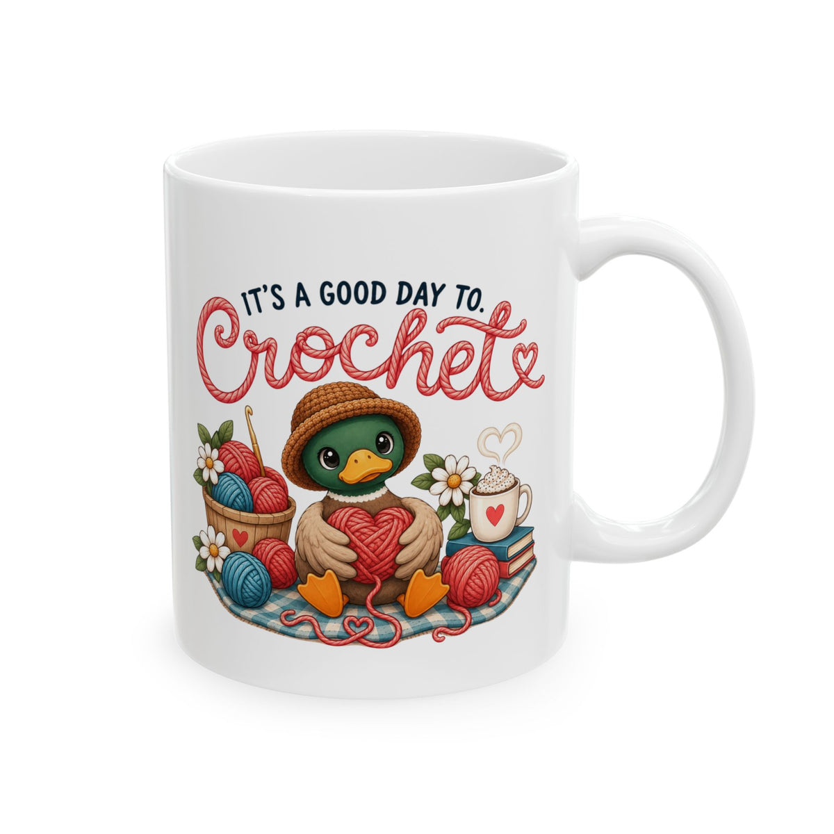 Crochet Lover Mug — "It's Time to Crochet" Ceramic Coffee Cup (11oz, 15oz)