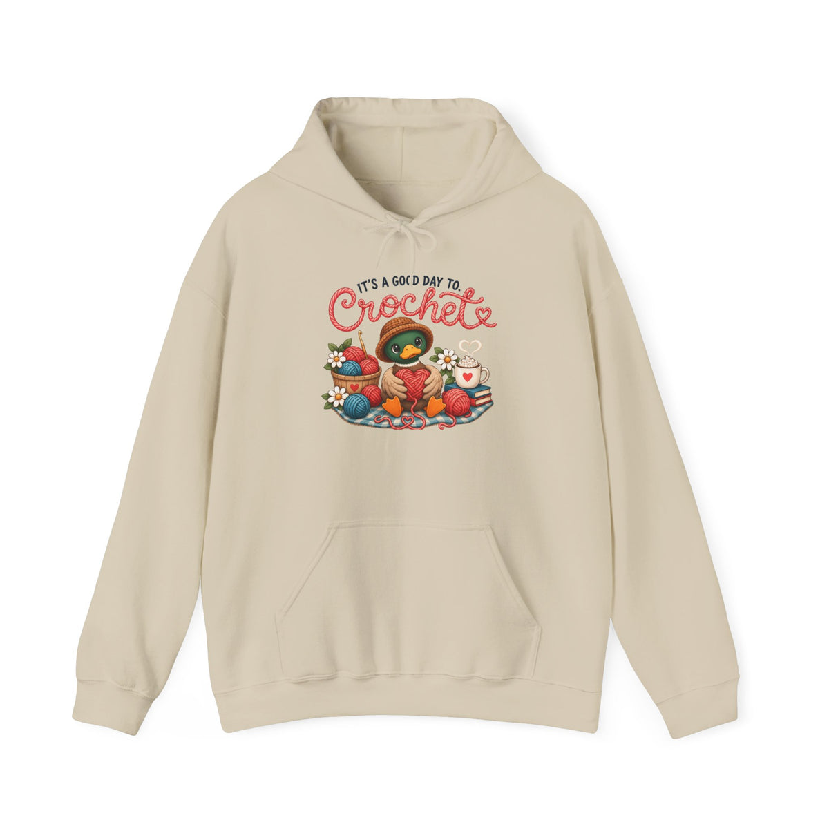 Crochet Cozy Hoodie — “It’s a Good Day to Crochet” Pullover for Crafters