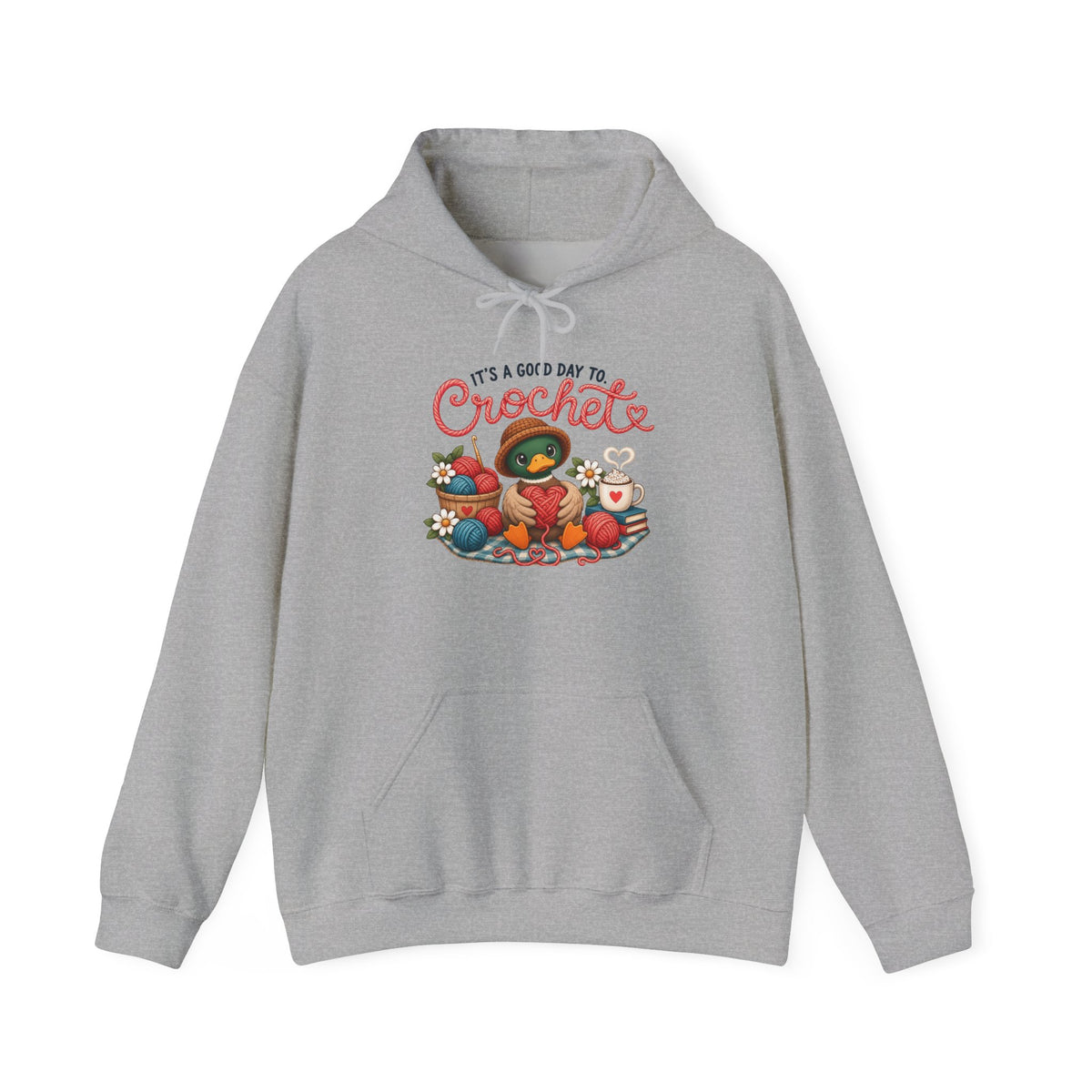 Crochet Cozy Hoodie — “It’s a Good Day to Crochet” Pullover for Crafters