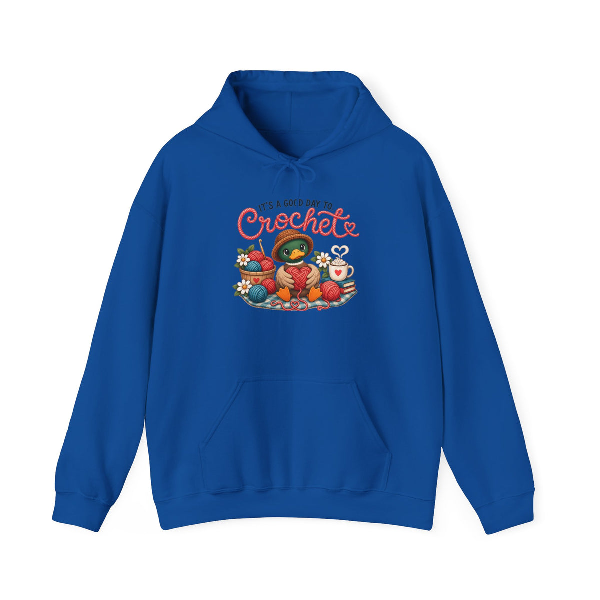 Crochet Cozy Hoodie — “It’s a Good Day to Crochet” Pullover for Crafters