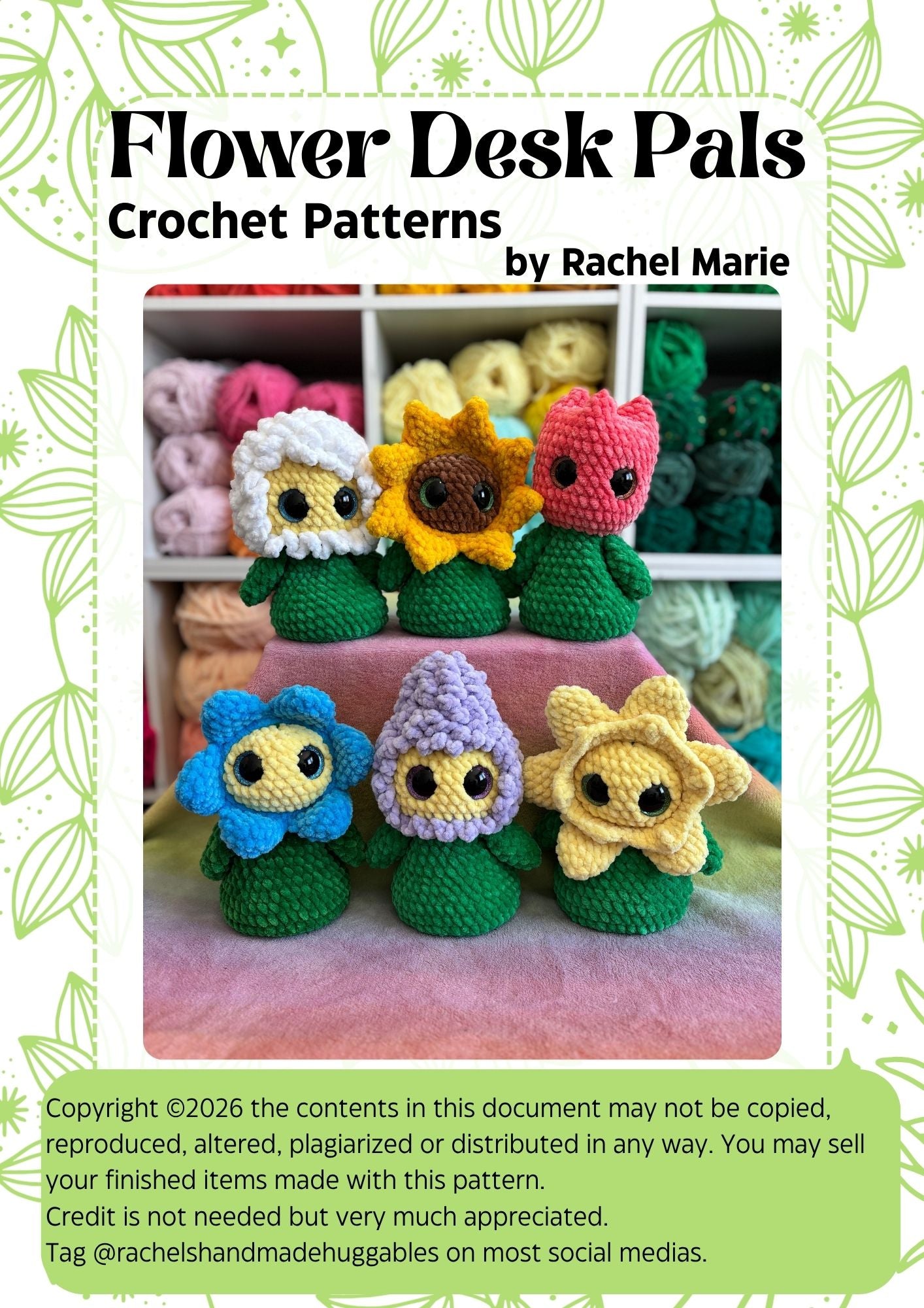 Flower Desk Pals Digital Crochet Pattern Bundle, Low Sew (PDF Pattern)