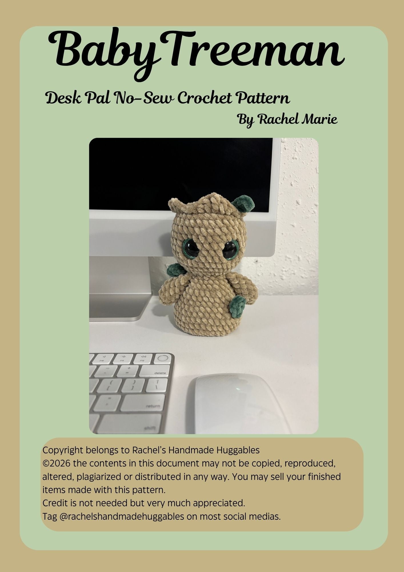 Baby Treeman Desk Pal, Digital Crochet Pattern, No Sew (PDF Pattern)