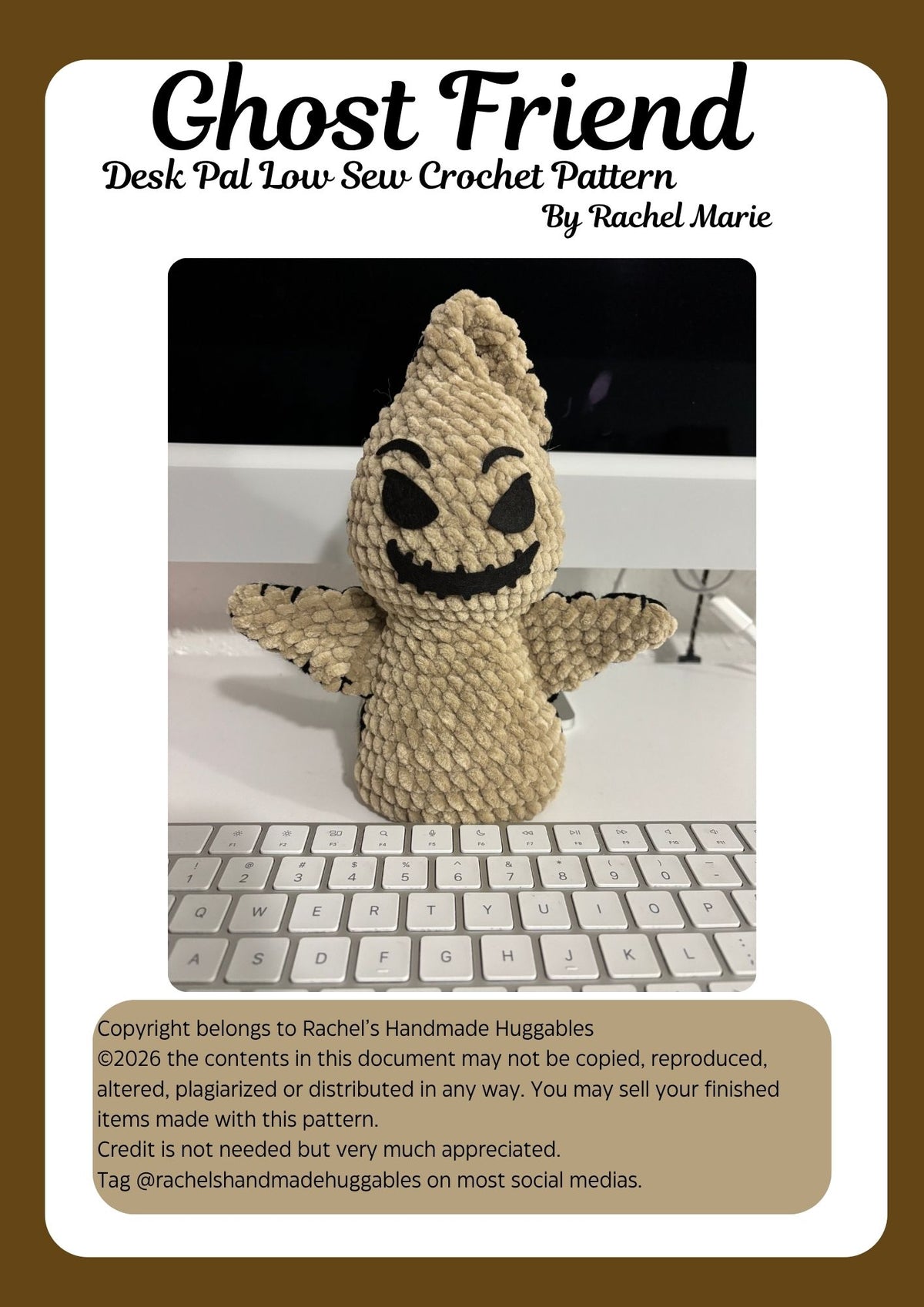 Ghost Friend Low Sew Desk Pal Digital Crochet Pattern (PDF Pattern)