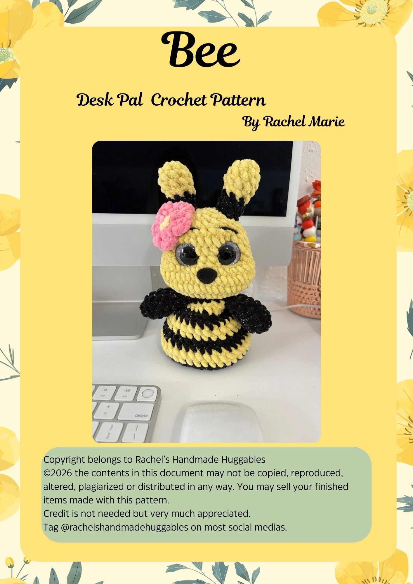 Bee Desk Pal Digital Crochet Pattern (PDF Pattern)