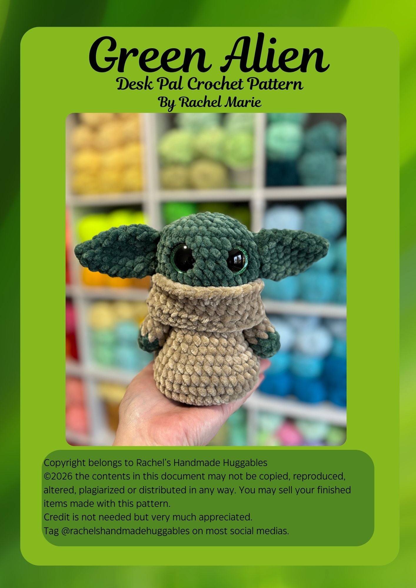 Green Alien Desk Pals Digital Crochet Pattern, Low Sew (PDF Pattern)
