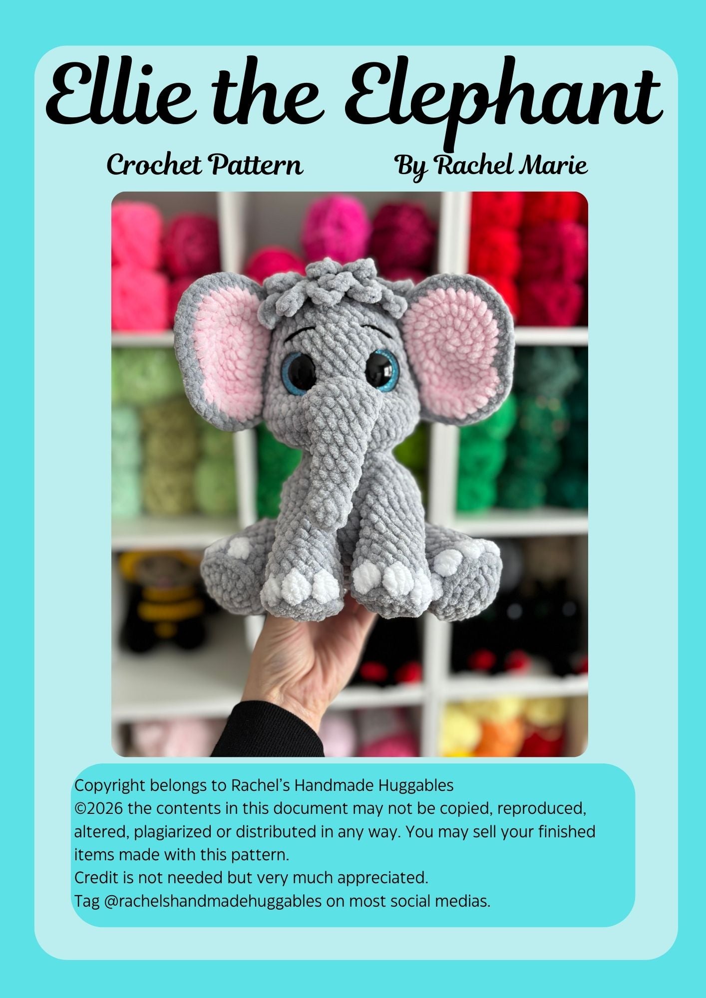 Ellie the Elephant Digital Crochet pattern (PDF Pattern)