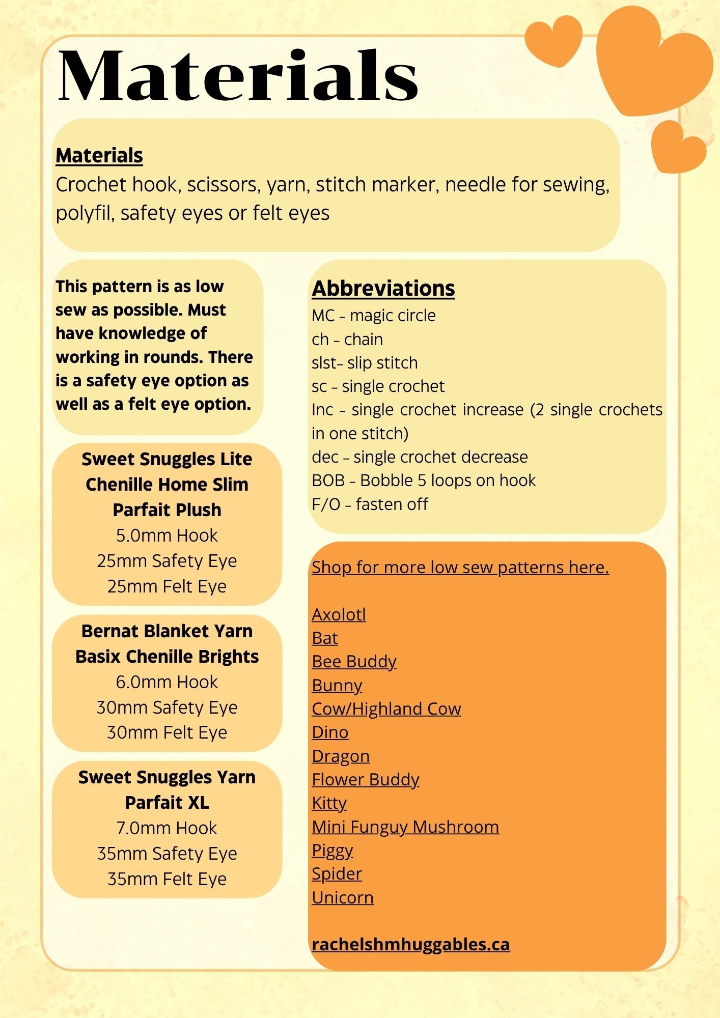 Ducky Digital Crochet Pattern, Low Sew (PDF Pattern)