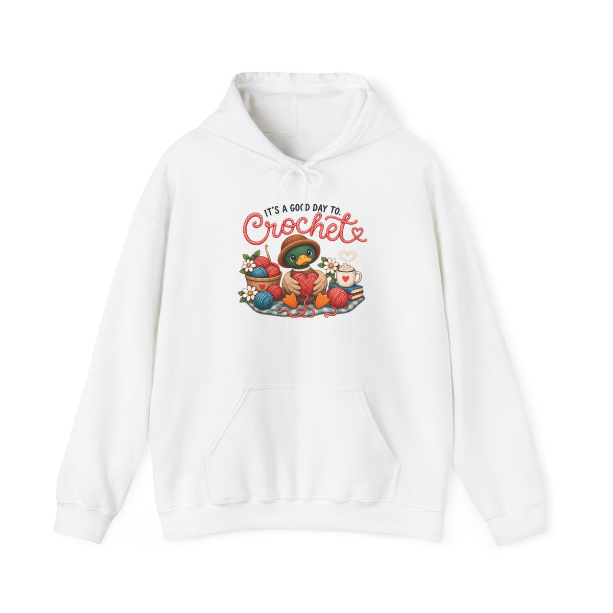 Crochet Cozy Hoodie — “It’s a Good Day to Crochet” Pullover for Crafters