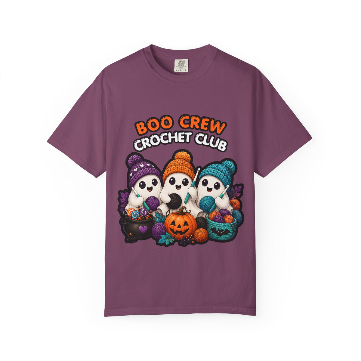 Boo Crew Crochet Club T-Shirt — Cute Halloween Ghost Knitting Tee
