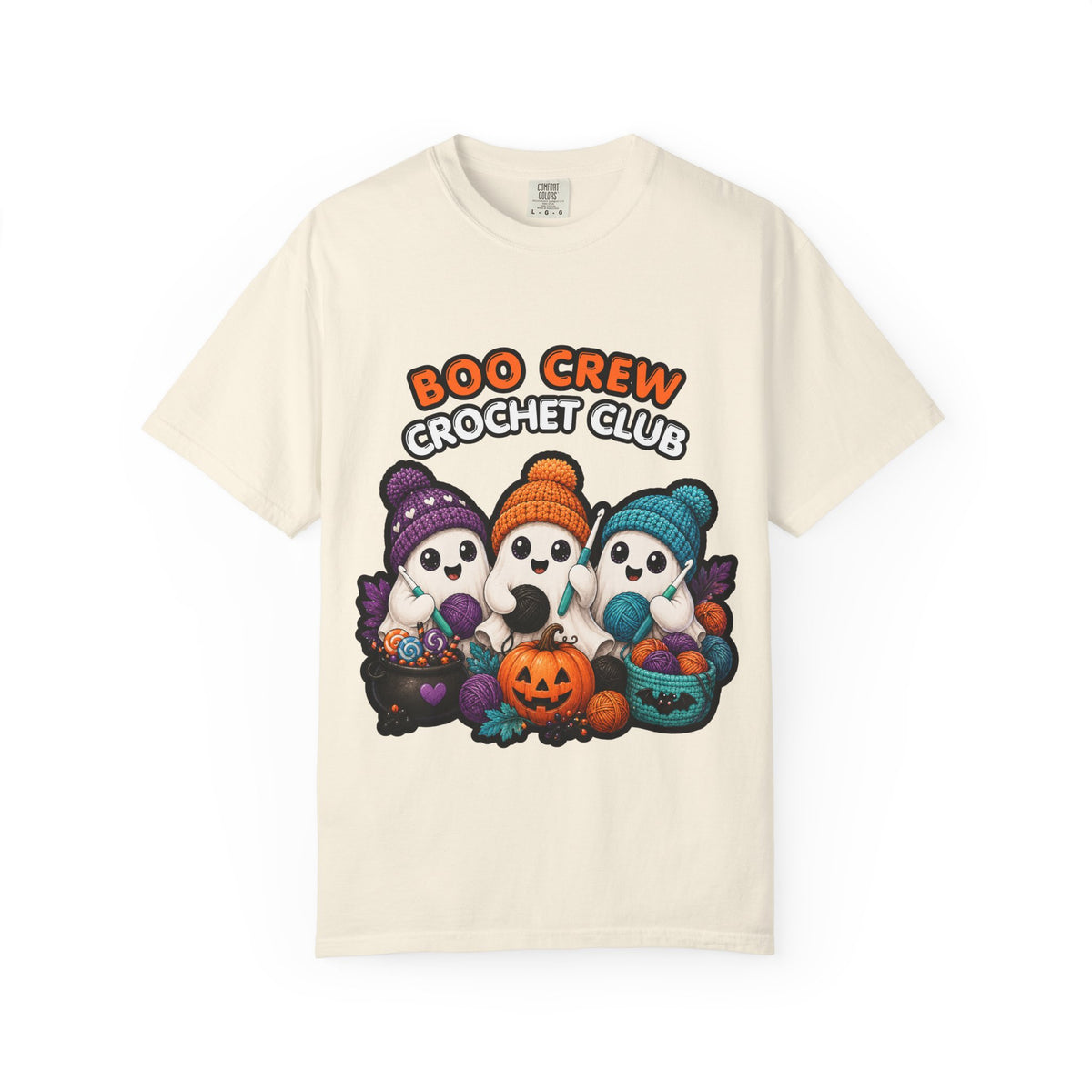 Boo Crew Crochet Club T-Shirt — Cute Halloween Ghost Knitting Tee