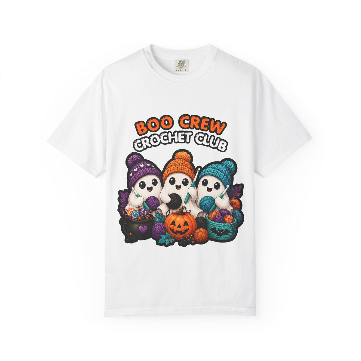 Boo Crew Crochet Club T-Shirt — Cute Halloween Ghost Knitting Tee