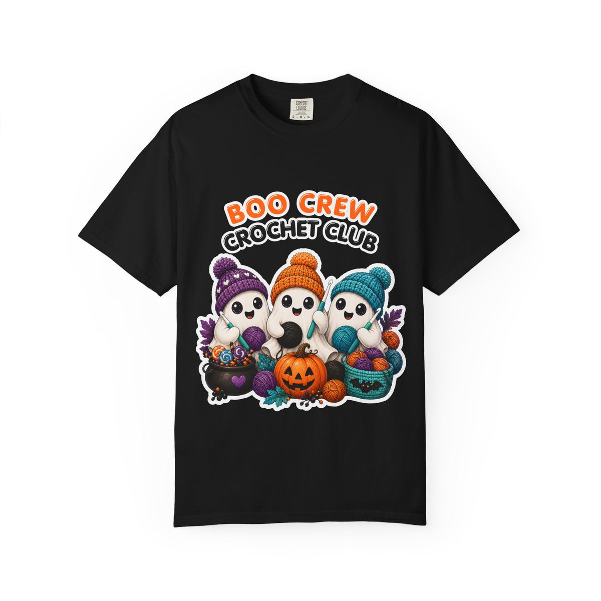 Boo Crew Crochet Club T-Shirt — Cute Halloween Ghost Knitting Tee