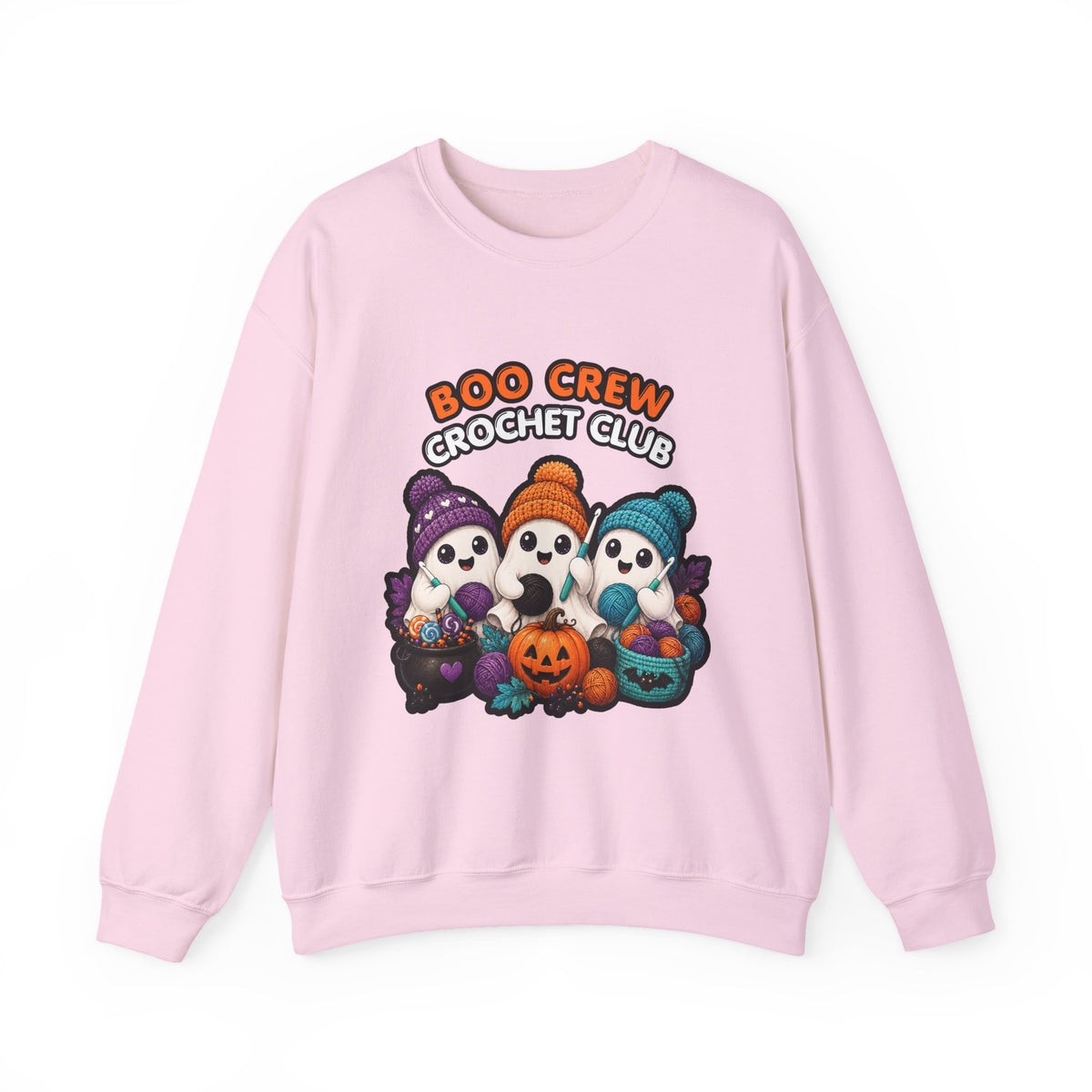 Crewneck Sweatshirt — "Boo Crew Crochet Club" Cute Halloween Ghosts