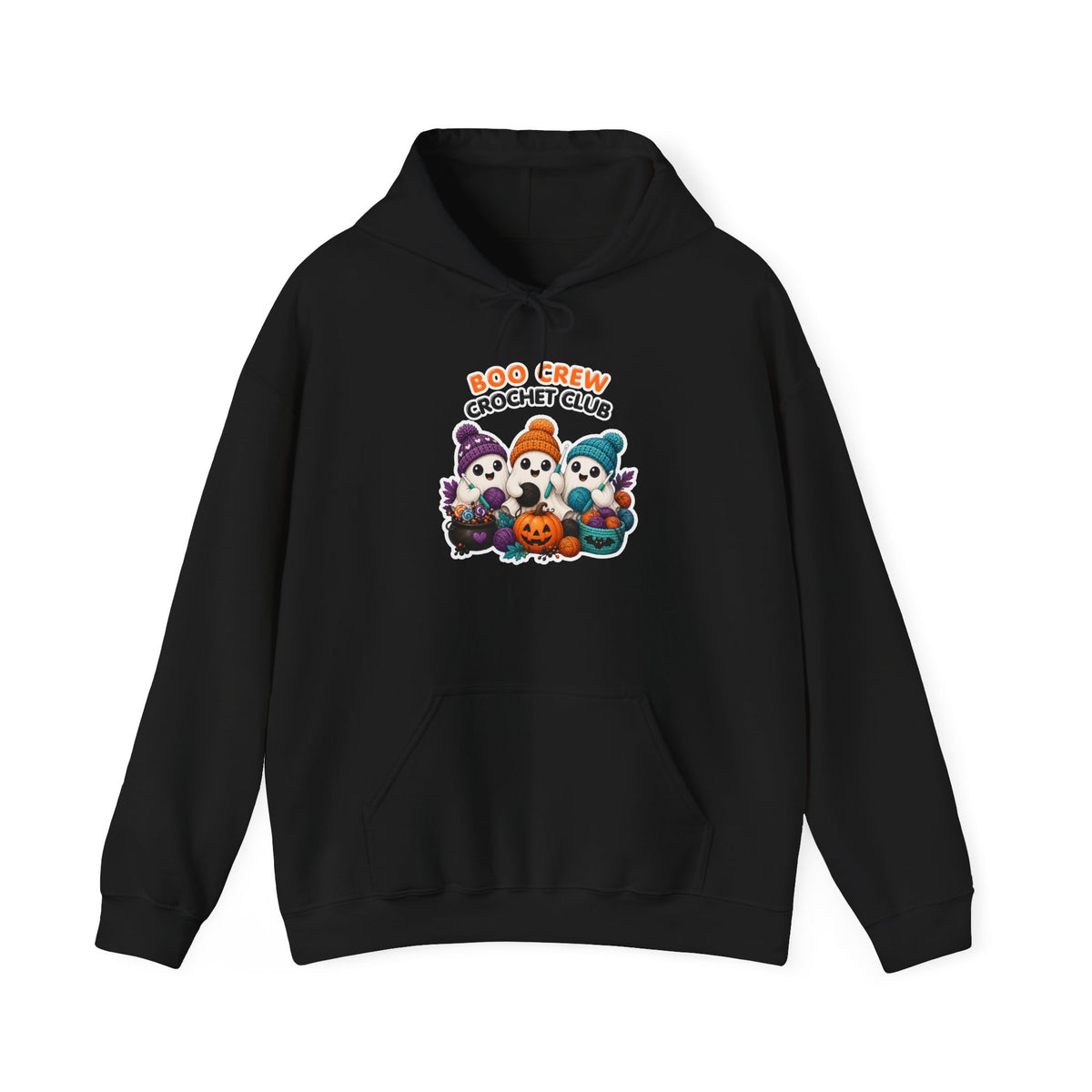 Halloween Ghost Crew Hoodie — "Boo Crew Crochet Club" Cute Spooky Skull Pumpkin Design