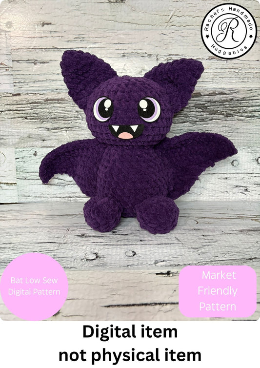 Bat Digital Crochet Pattern, Low Sew (PDF Pattern)