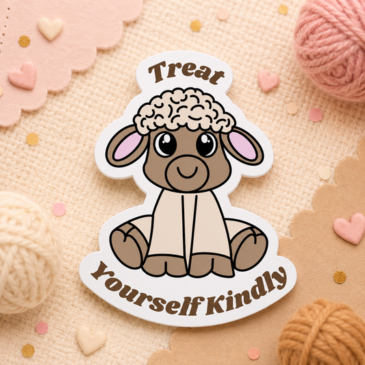 Lyla the Lamb — “Treat Yourself Kindly” Sticker