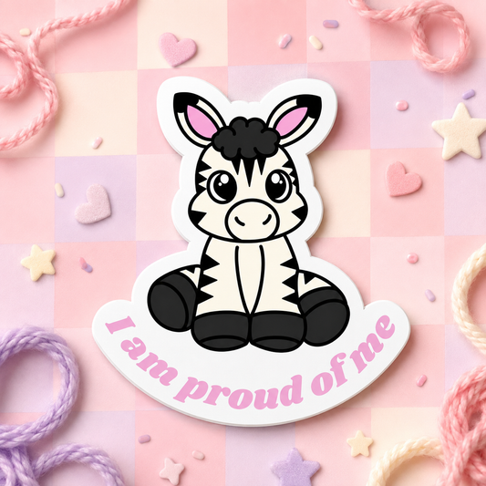 Zarah the Zebra — “I Am Proud of Me” Sticker