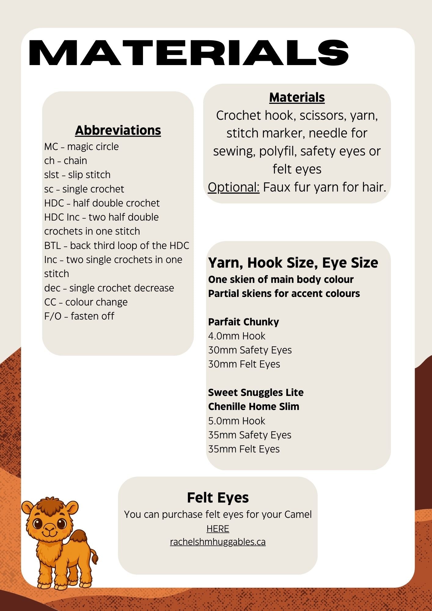 Cody the Camel Crochet Pattern
