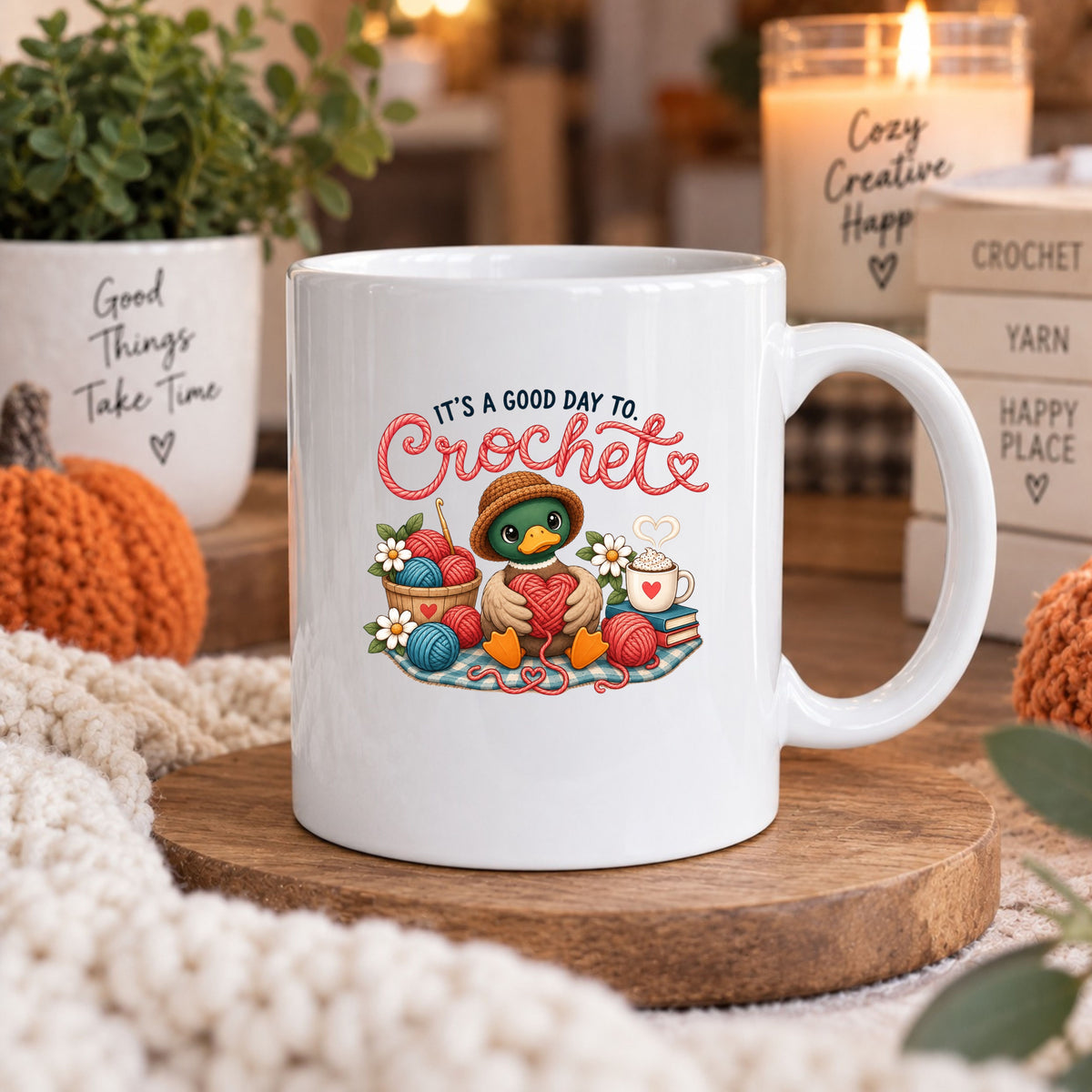 Crochet Lover Mug — "It's Time to Crochet" Ceramic Coffee Cup (11oz, 15oz)