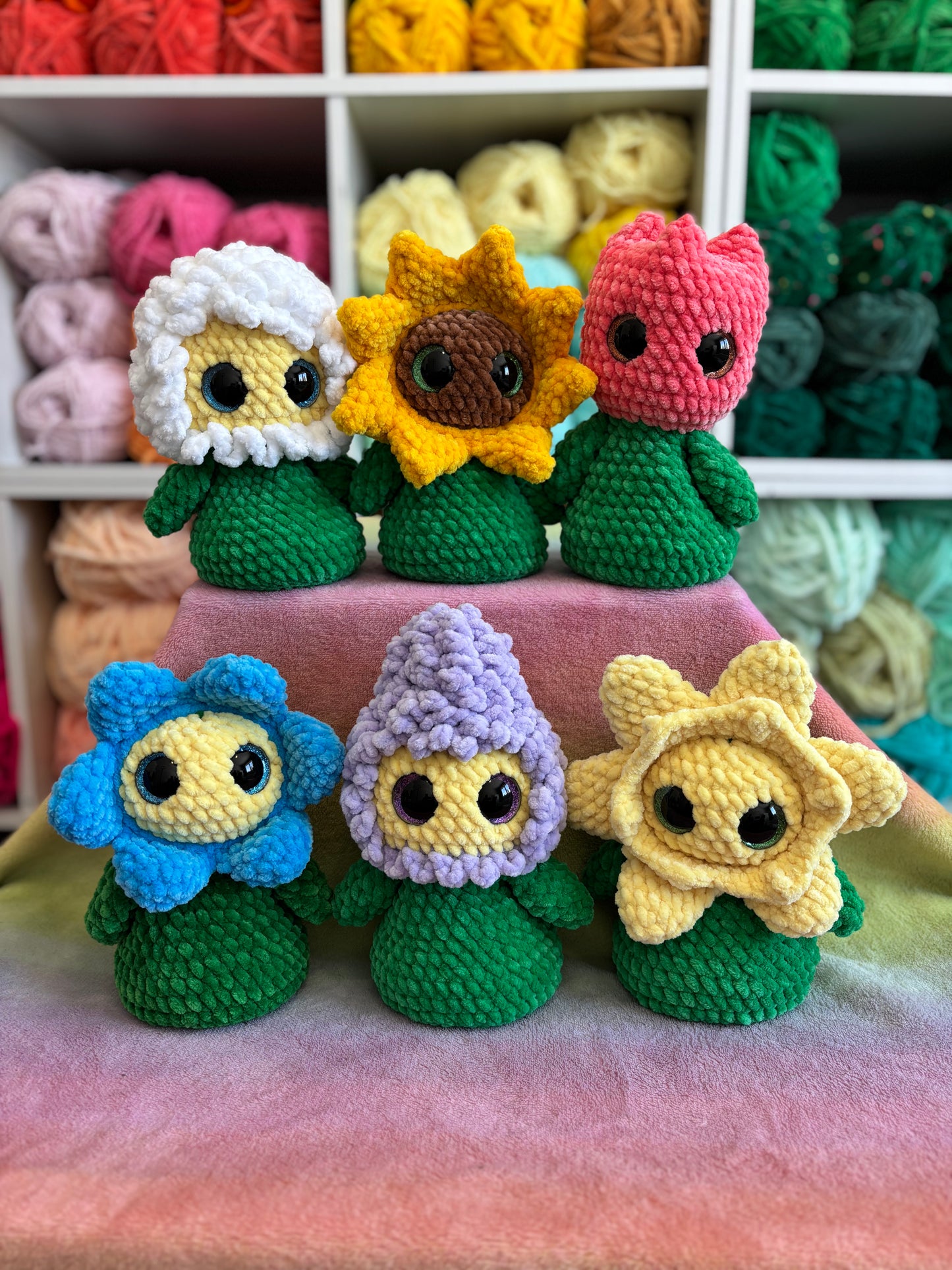 Flower Desk Pals Digital Crochet Pattern Bundle, Low Sew (PDF Pattern)