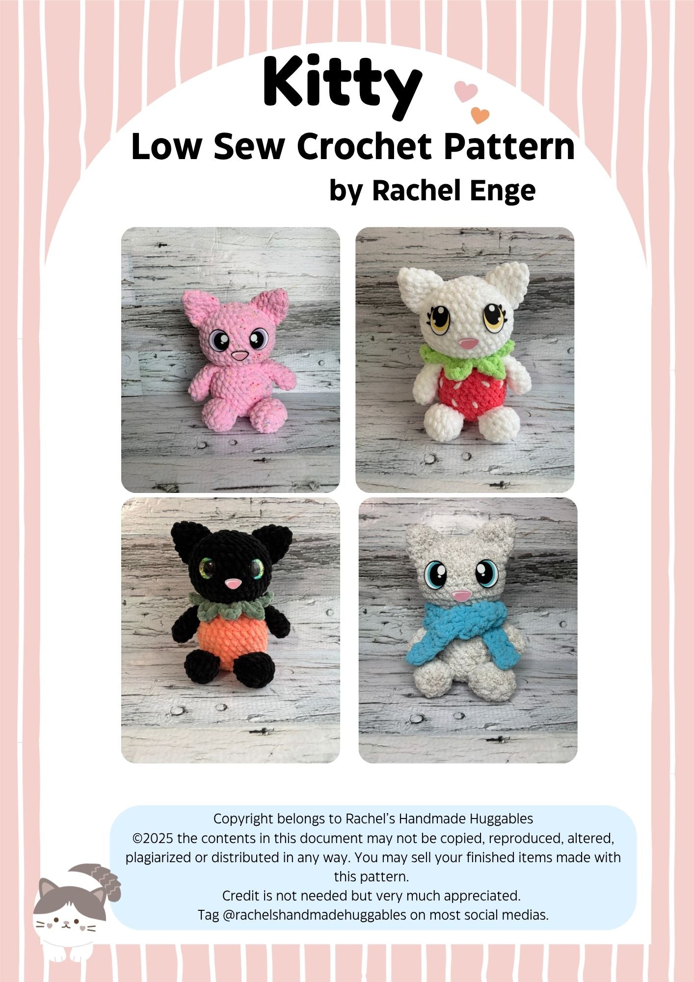 Kitty Digital Crochet Pattern, Low Sew (PDF Pattern)
